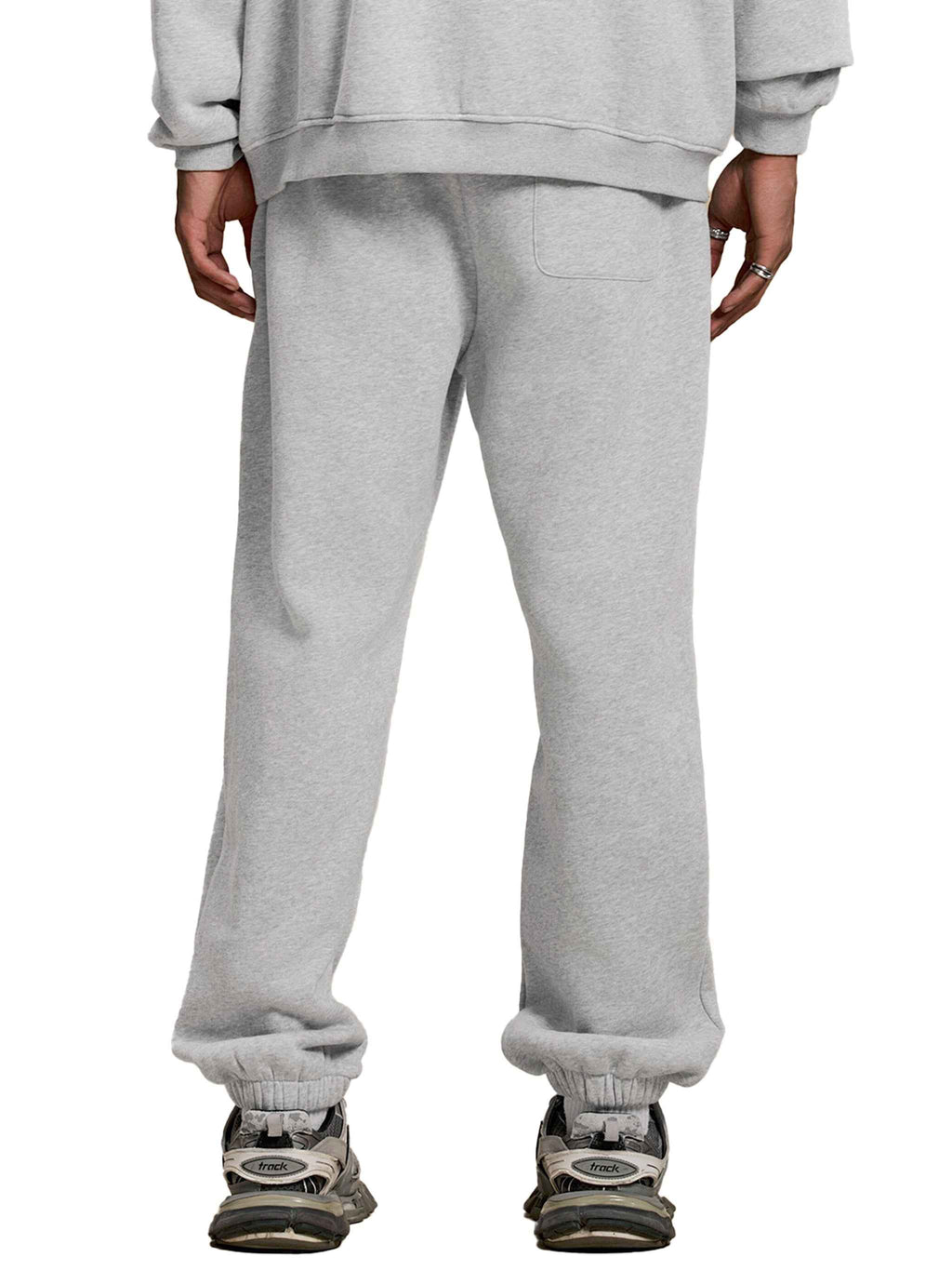 Eclipse Grey Tracksuit Contrast-Stitched Fleece Jogger Sweatpants Streetwear Y2K