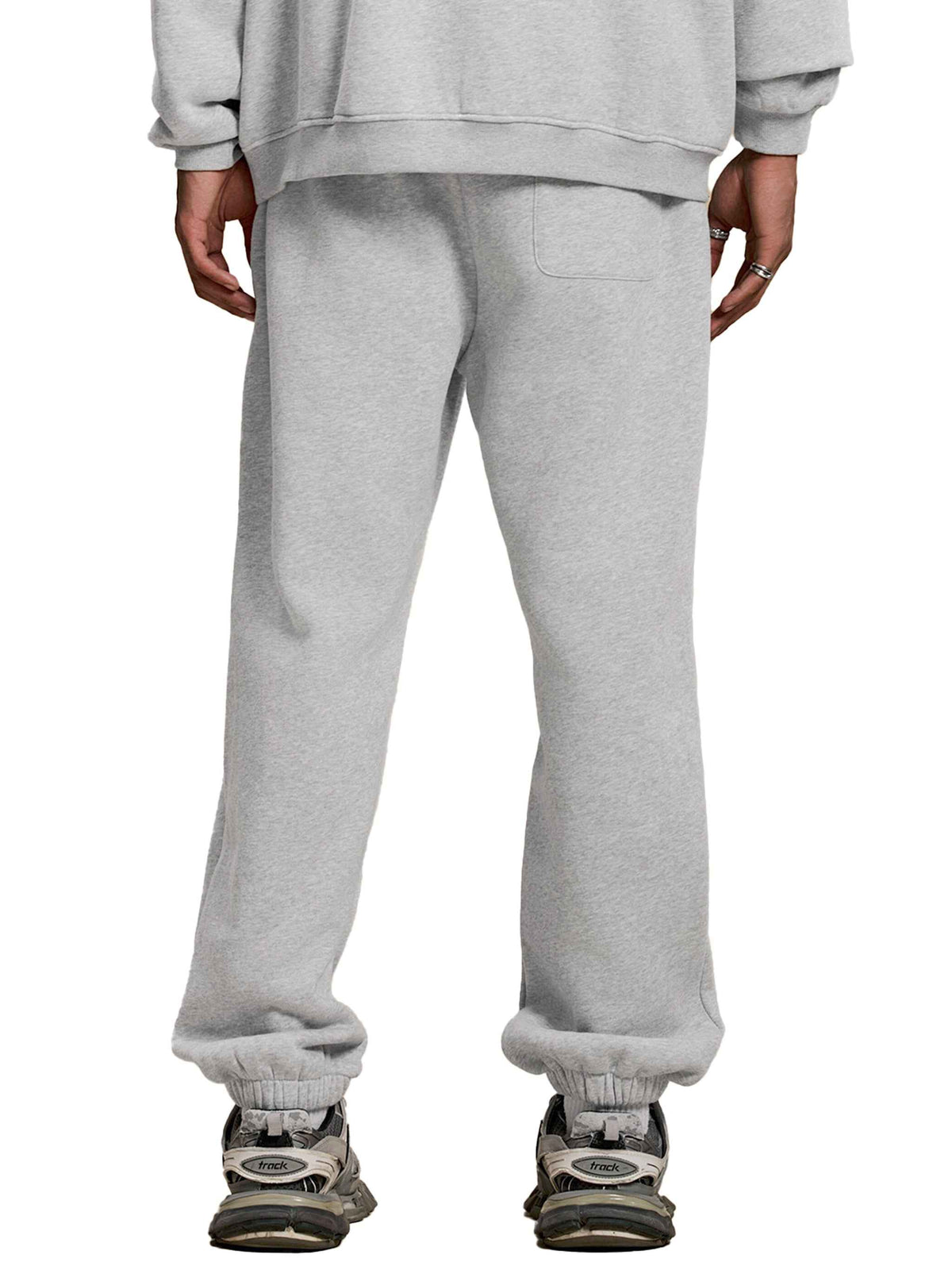 Eclipse Grey Tracksuit Contrast-Stitched Fleece Jogger Sweatpants Streetwear Y2K