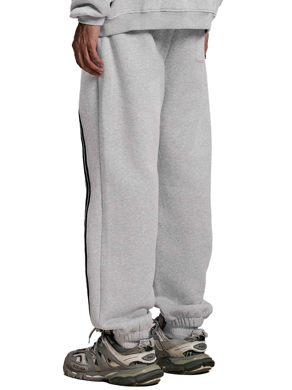 Eclipse Grey Tracksuit Contrast-Stitched Fleece Jogger Sweatpants Streetwear Y2K
