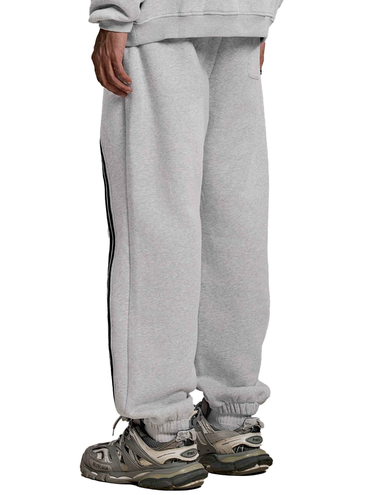 Eclipse Grey Tracksuit Contrast-Stitched Fleece Jogger Sweatpants Streetwear Y2K