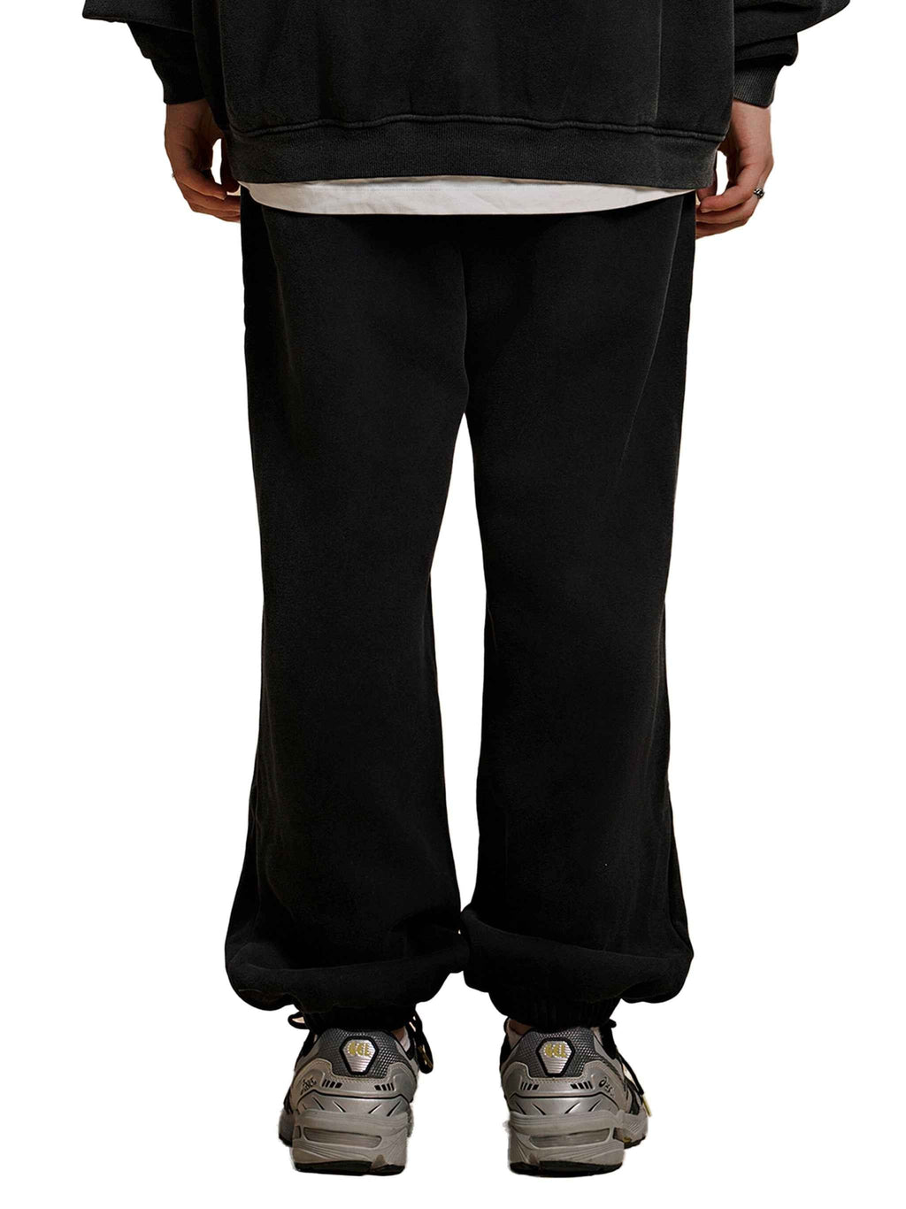 Eclipse Black Tracksuit Contrast-Stitched Fleece Jogger Sweatpants Streetwear Y2K
