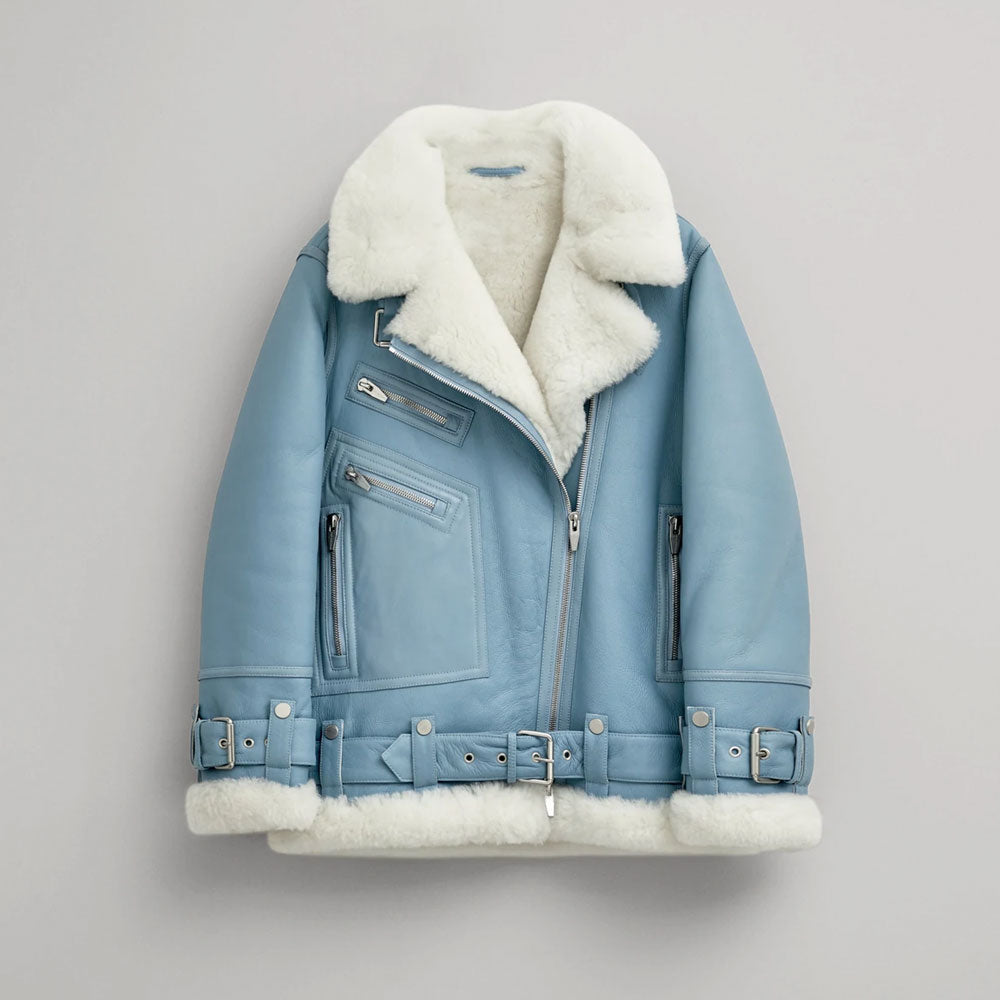 Women's Light Blue B3 Shearling Aviator Jacket