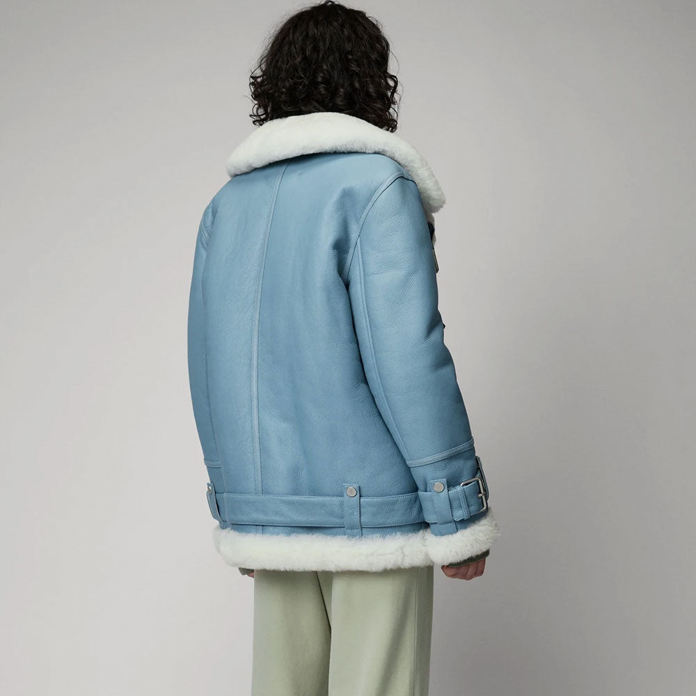 Women's Light Blue B3 Shearling Aviator Jacket