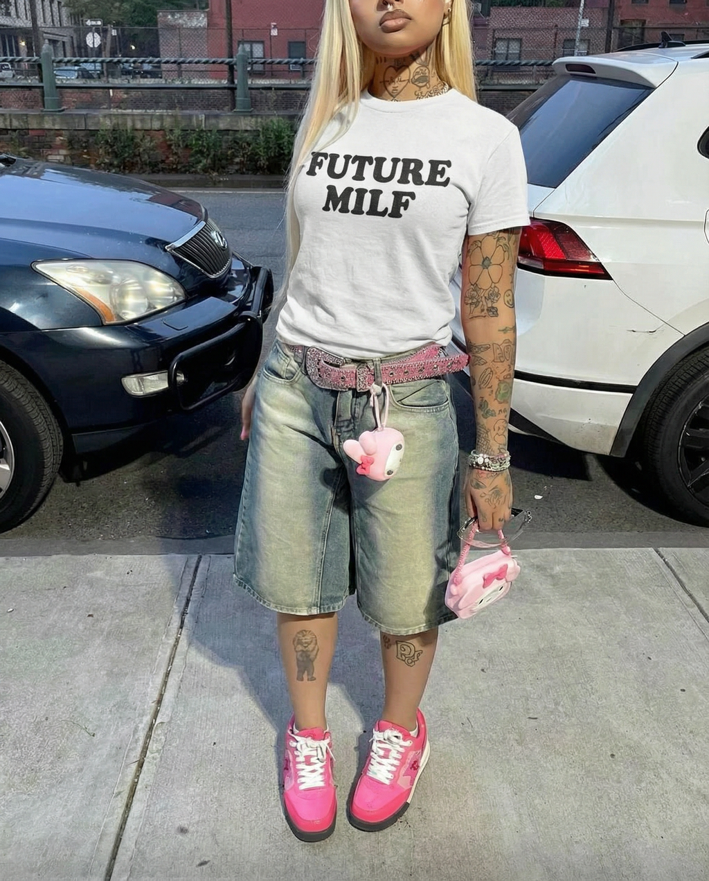 FUTURE MILF Bold Statement Oversized Boxy T-shirt Streetwear Graphic Y2K