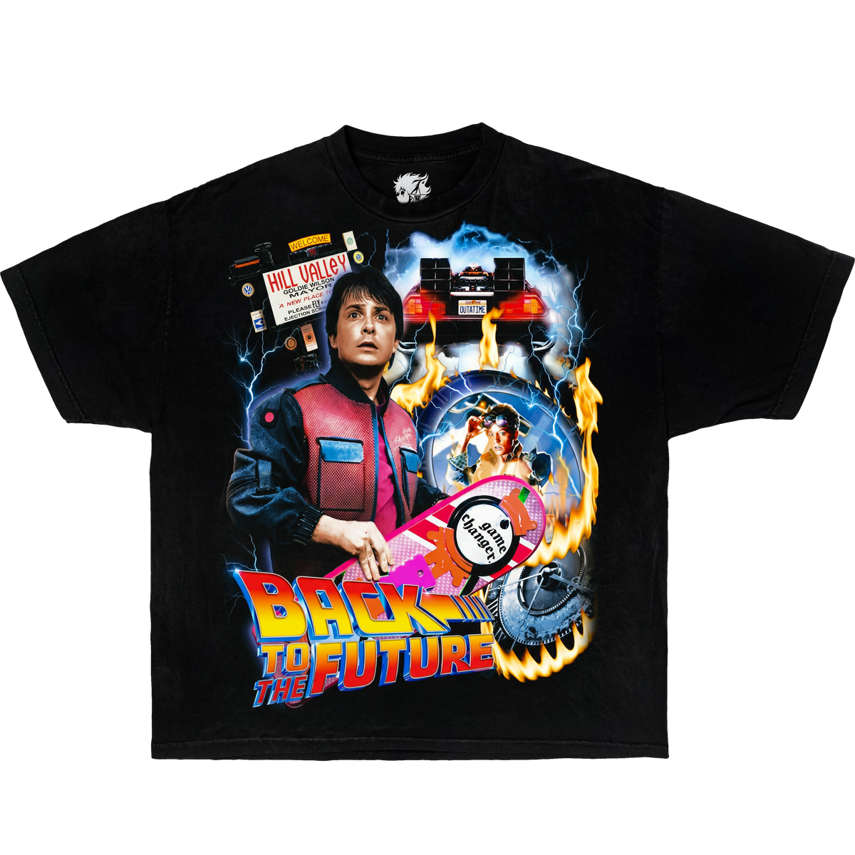 Back To The Future Boxy Shirt Vintage Marty McFly Movie Tee Oversized Graphic