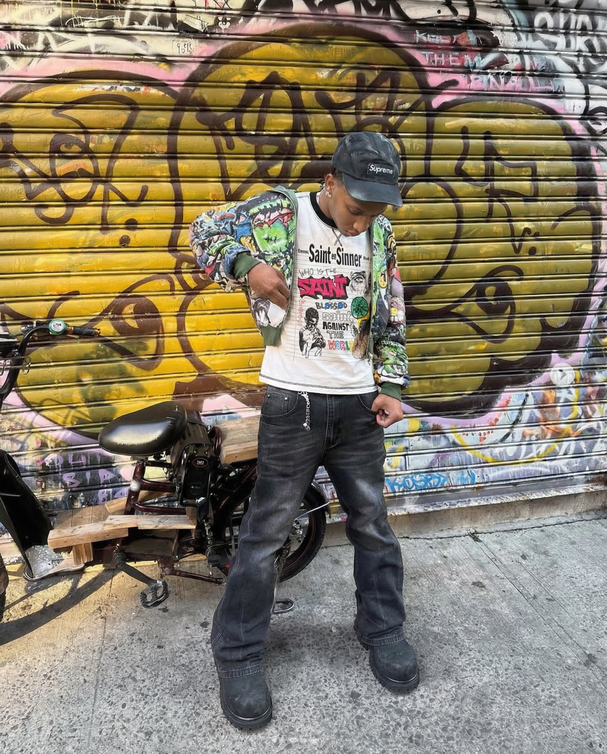 Saint Sinner Contrast-Stitched Cotton Ringer T-Shirt Streetwear Y2K