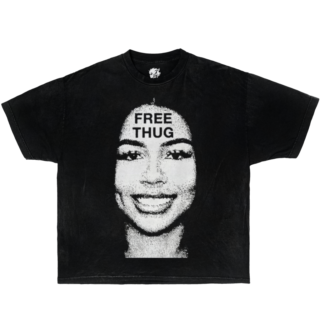 Free Thug Thugger Boxy Vintage Shirt Streetwear Unisex Graphic Tees Y2K