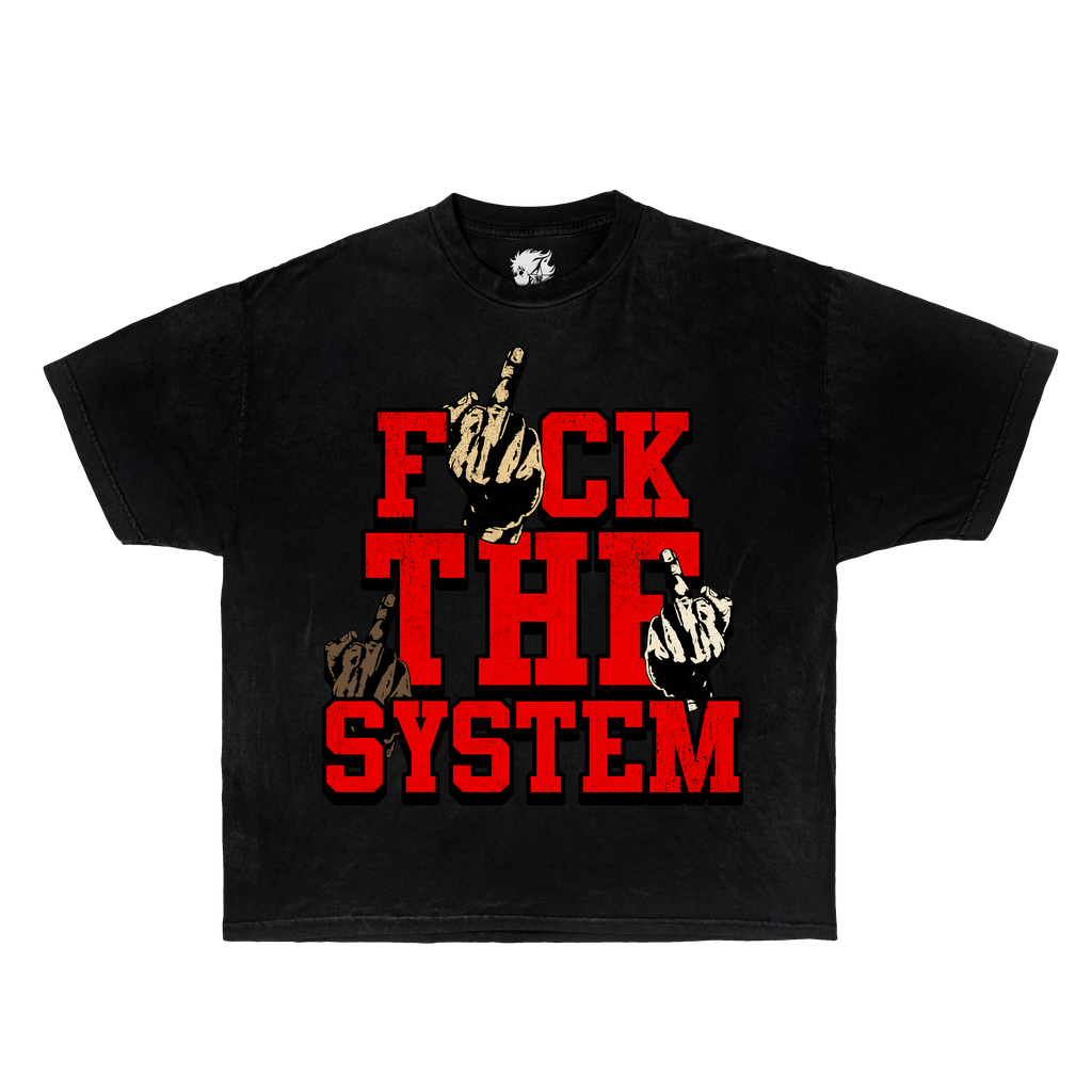 F*ck The System Boxy Vintage Boxy Shirt Graphic Tee Unisex Oversized Streetwear Y2K