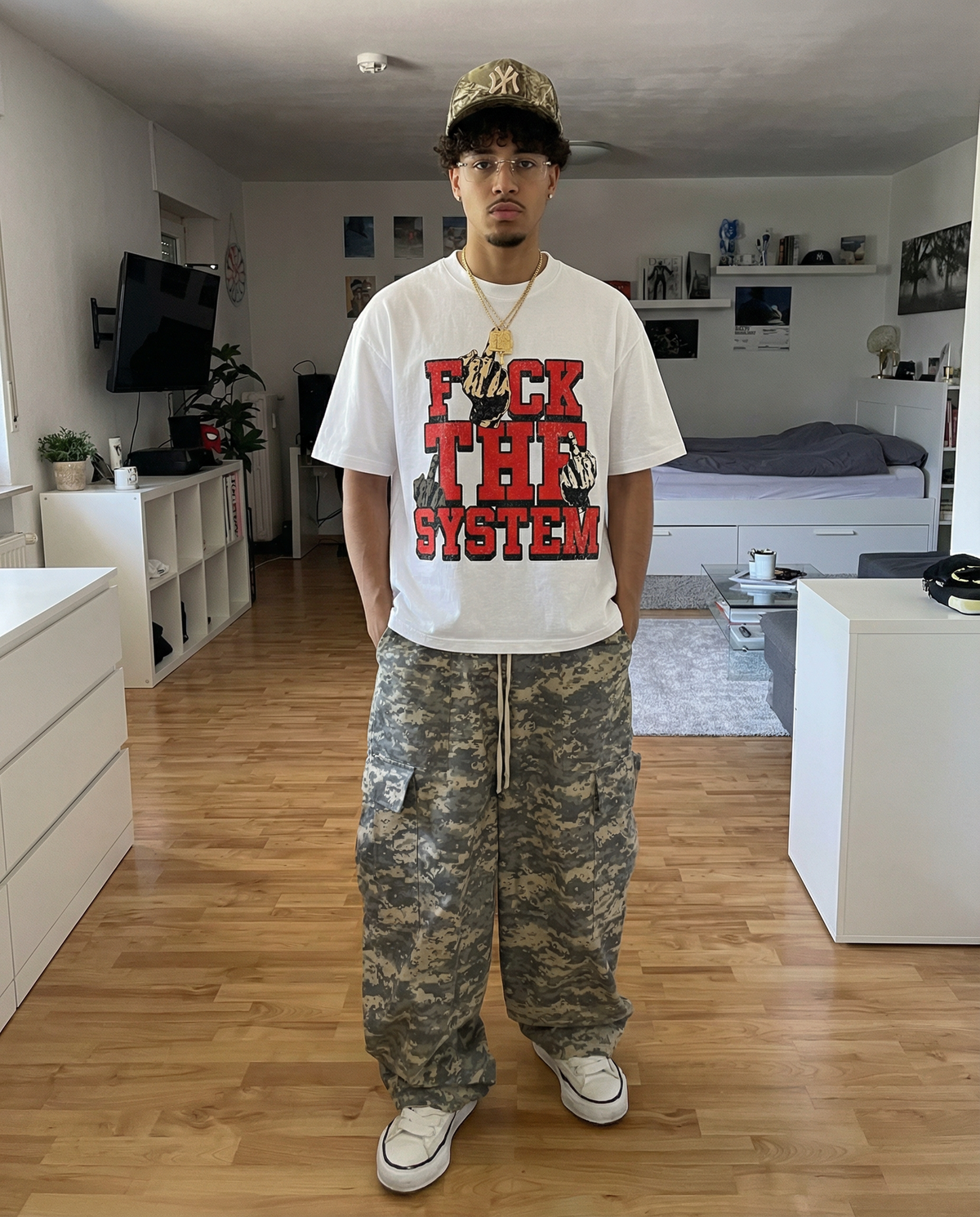 F*ck The System Boxy Vintage Boxy Shirt Graphic Tee Unisex Oversized Streetwear Y2K