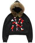 NY Red Camo Uptown Skyline Fur Detachable Zip Up Hoodie Y2K Loose Fit Cropped