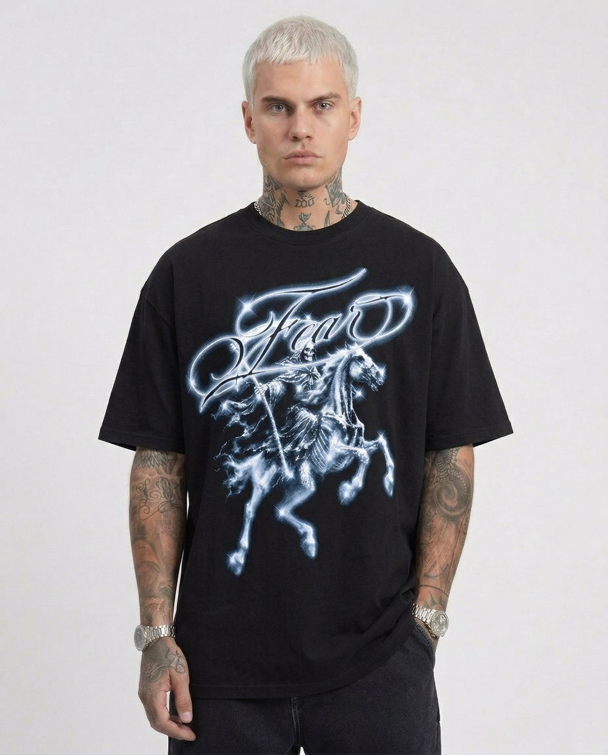 Phantom Rider Fear Tee Shirt Vintage T-Shirt Streetwear Y2K Oversized Graphic