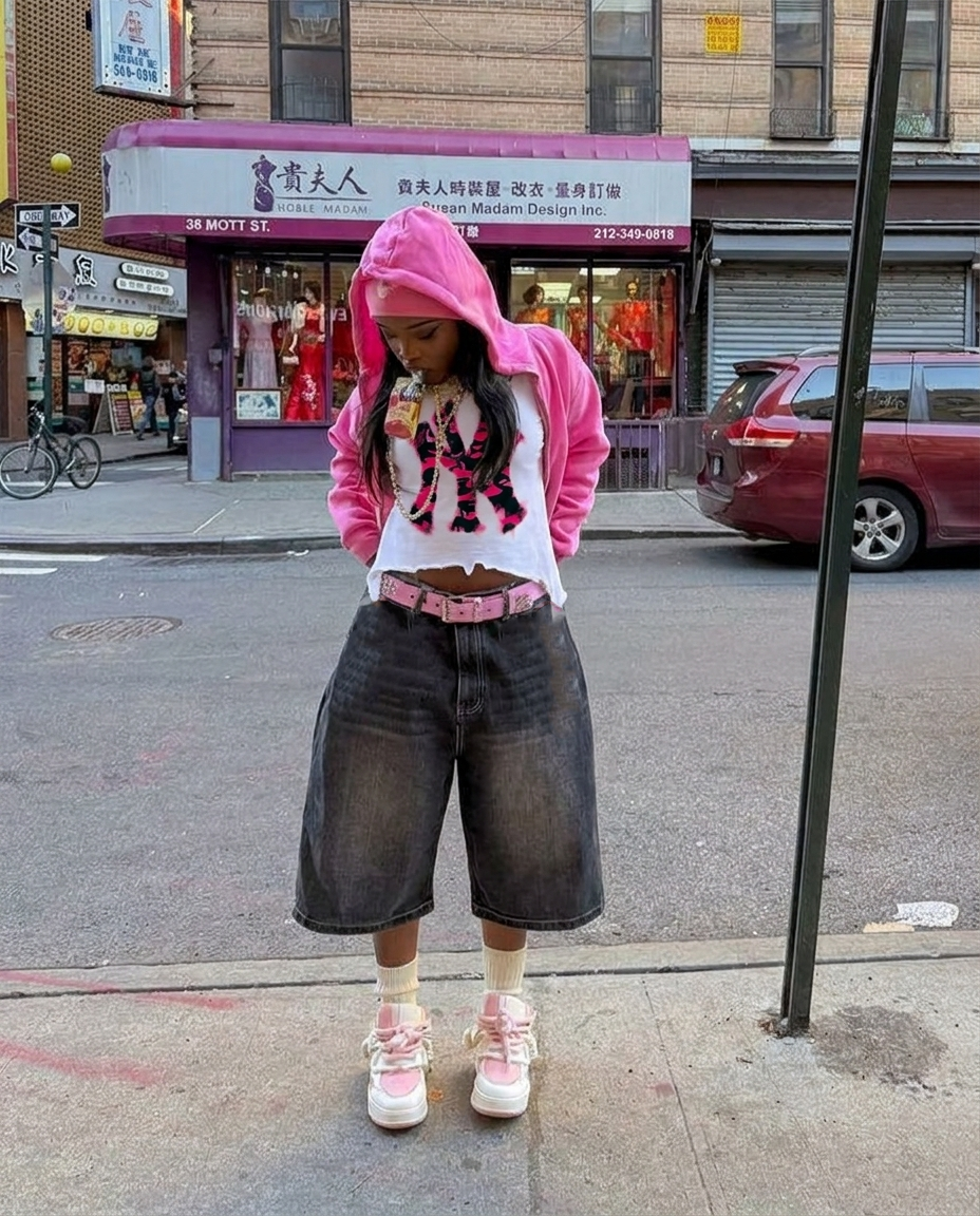 Destroyed NYC Inked Pink Camouflage Shirt Vintage Oversized Boxy T-shirt Graphic Y2K