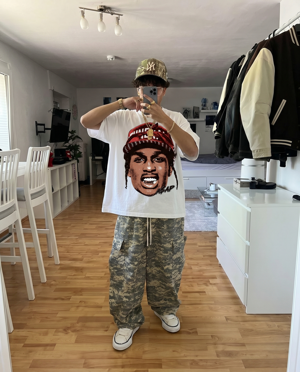 A$AP Rocky Hood Boxy Shirt Vintage Bootleg Streetwear Tee Y2K Oversized Graphic