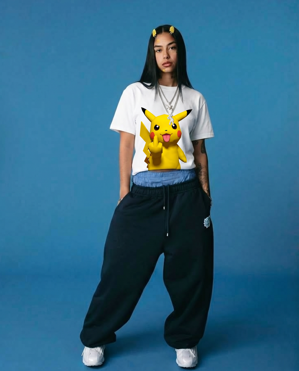 Unhappy Pikachu Graphic T-Shirt Cute Anime Gaming Tee Y2K Pokémon Shirts