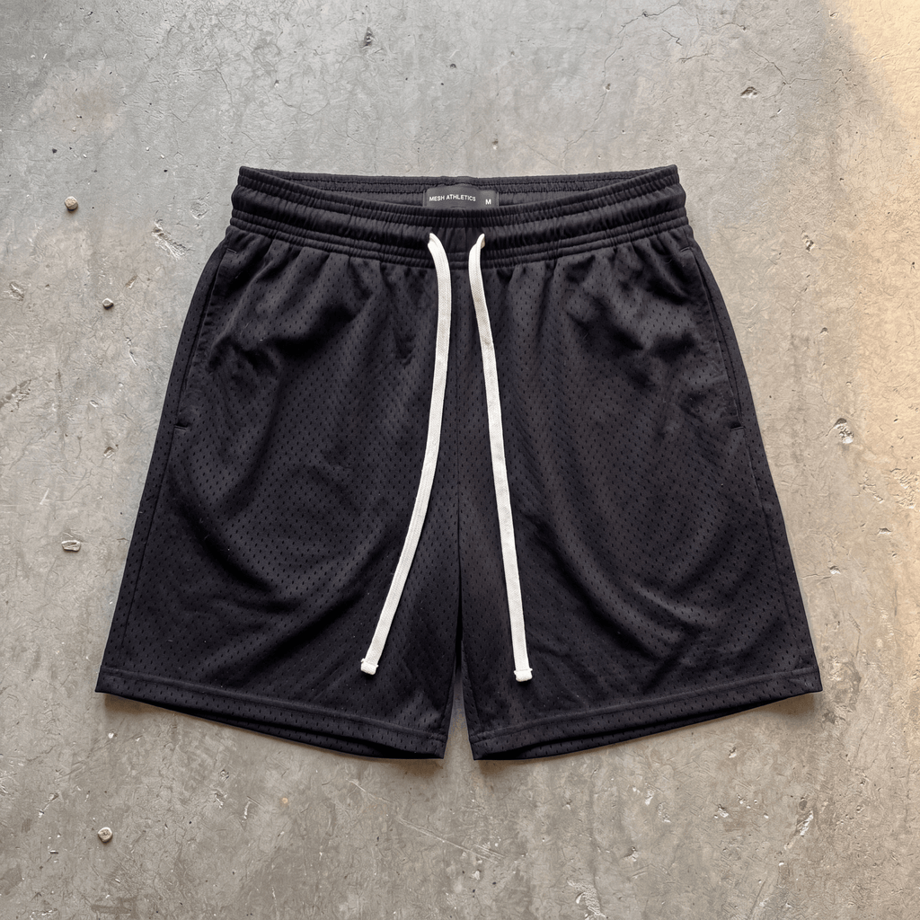 Essential Mesh Drawstring Shorts – Black