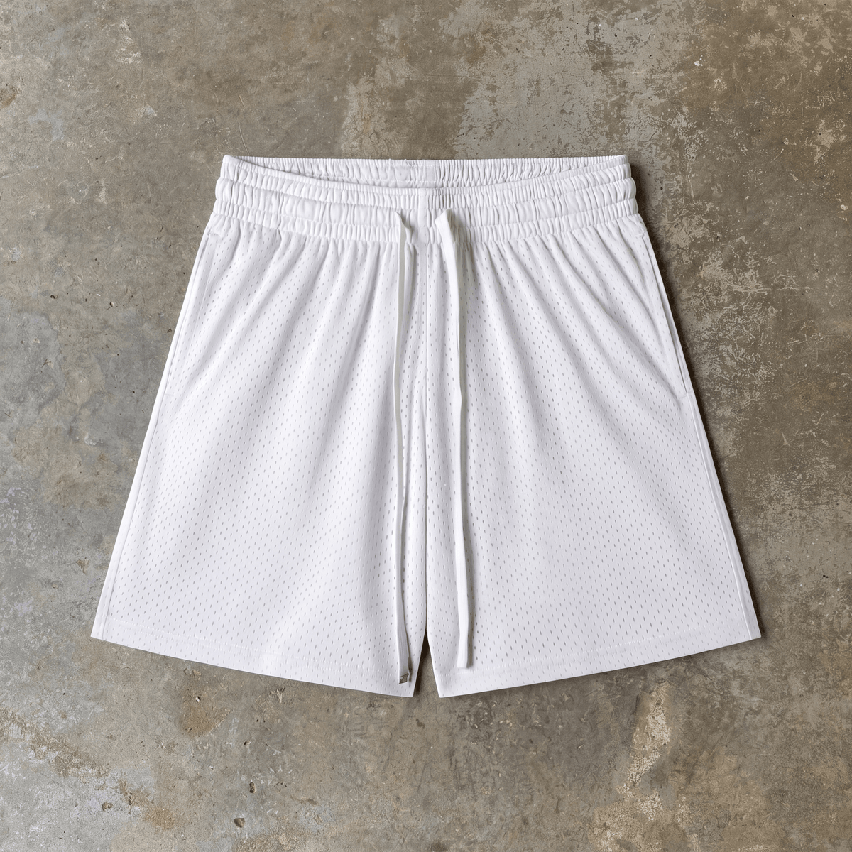 Everyday Mesh Drawstring Shorts – White