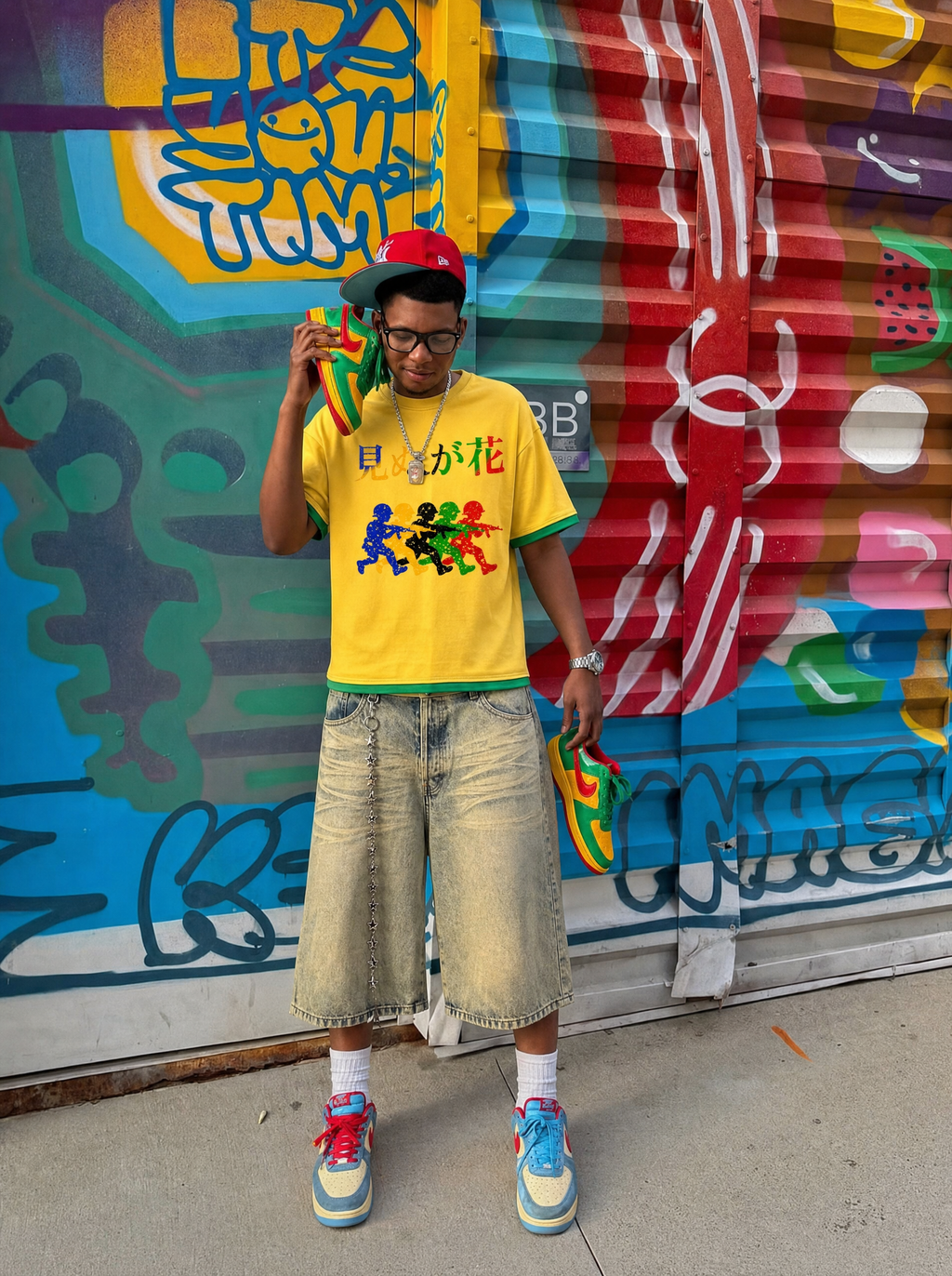 Neniom Color Block Oversized Boxy Tee – Yellow/Green