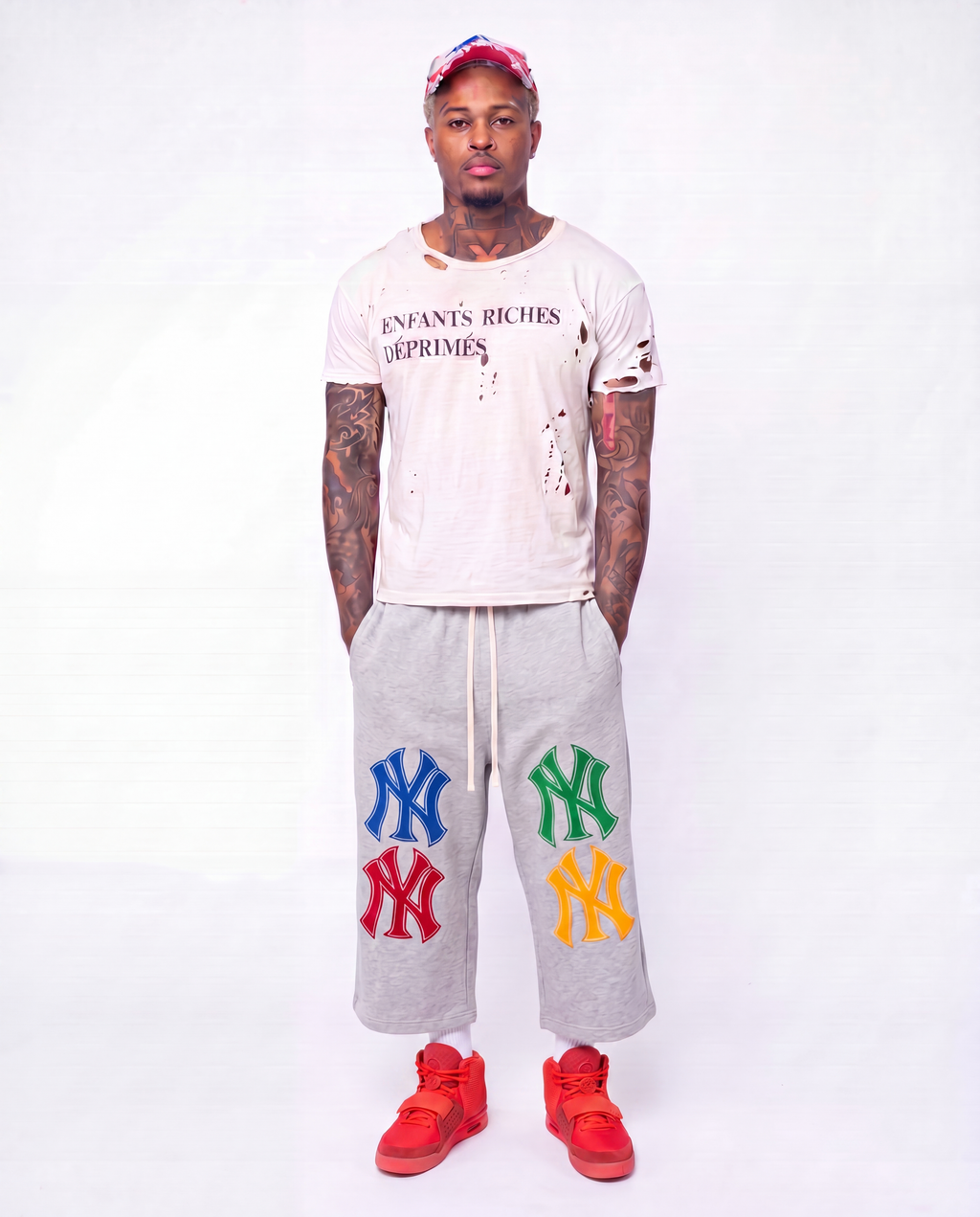 NYC Baggy Basketball 3/4 Length Long Sweat Streetwear Shorts – Oversized Y2K Light Gray