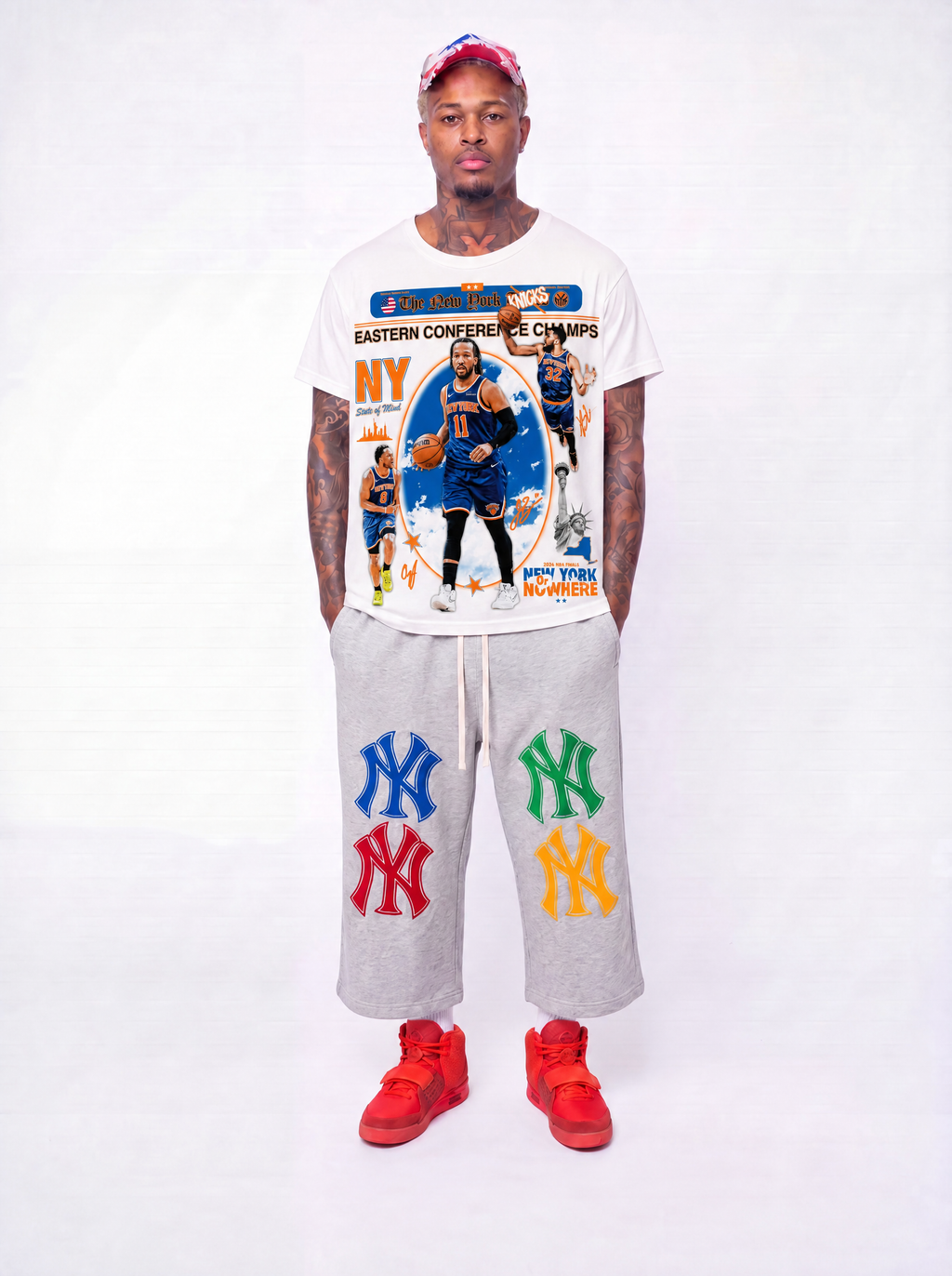 Jalen Brunson Newspaper Champs NYC Knicks Boxy Oversized Shirt Vintage Basketball Graphic Tee