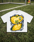 Brazil Soccer Jersey Boxy Oversized Cropped T-Shirt | CBF #10 Ripped Streetwear Tee