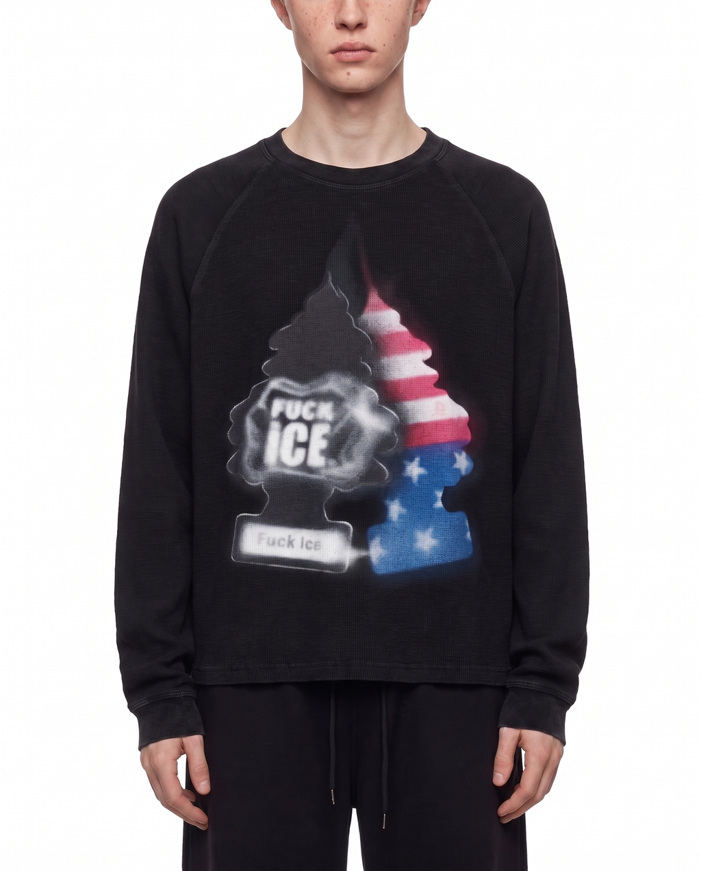 F*CK ICE Vintage Wash Boxy Waffle Streetwear Tee Shirt Thermal | Oversized Waffle