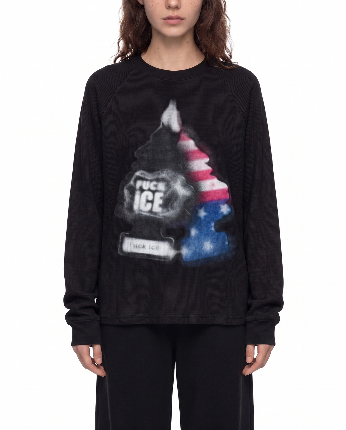 F*CK ICE Vintage Wash Boxy Waffle Streetwear Tee Shirt Thermal | Oversized Waffle