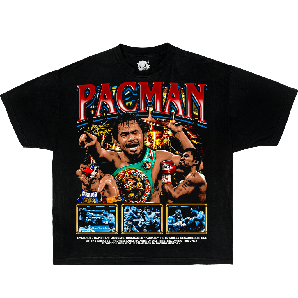 Pacman Manny Pacquiao Boxing Boxy Shirt Vintage Bootleg Tee Y2K Oversized Graphic