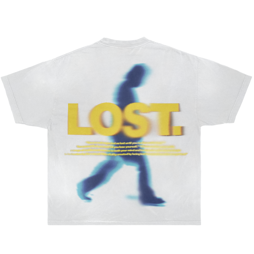 Lost White Vintage Boxy T-Shirt Oversized Streetwear Graphic Tee Y2K