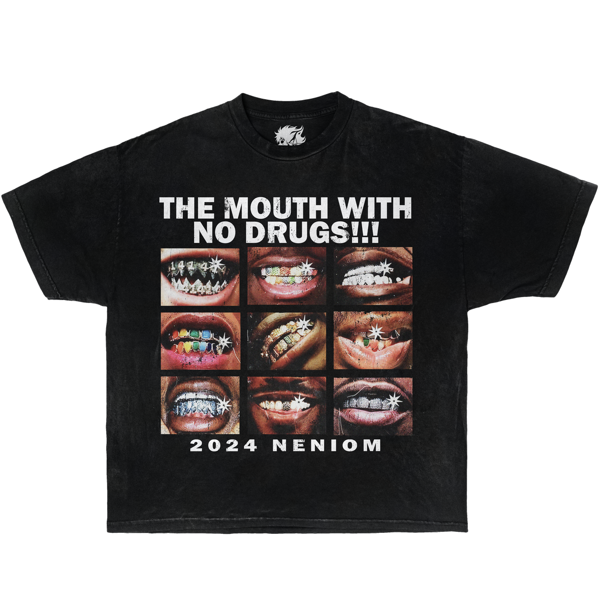 No Drugs Mouth Vintage Oversized Boxy Shirt Unisex Graphic Tees Streetwear Y2K