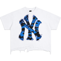 Destroyed NYC Inked Blue Camouflage Shirt Vintage Oversized Boxy T-shirt Graphic Y2K