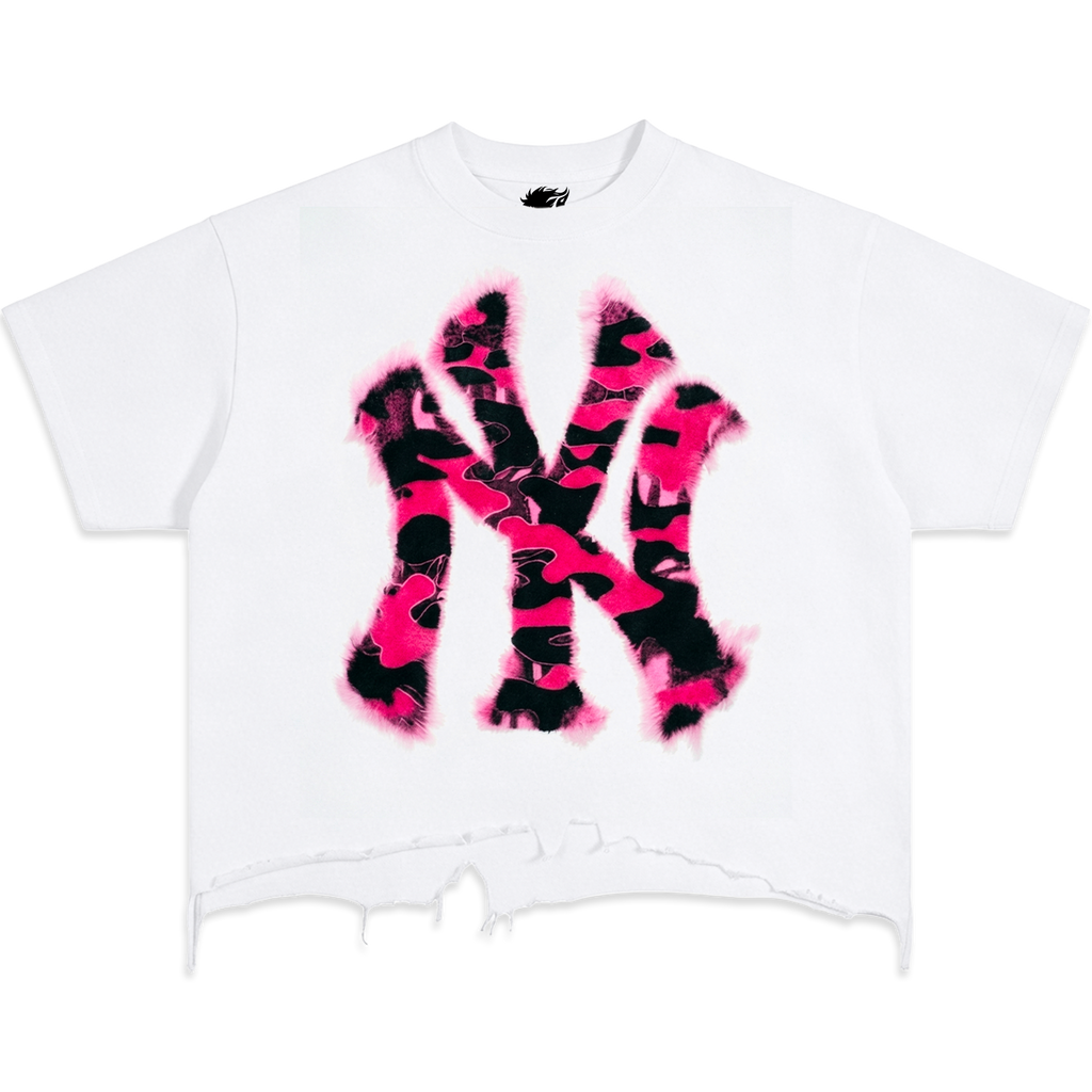 Destroyed NYC Inked Pink Camouflage Shirt Vintage Oversized Boxy T-shirt Graphic Y2K